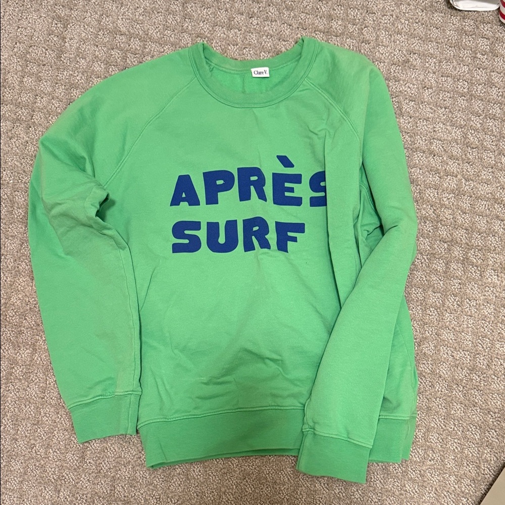 Clare V Green Sweatshirt with Blue Detail